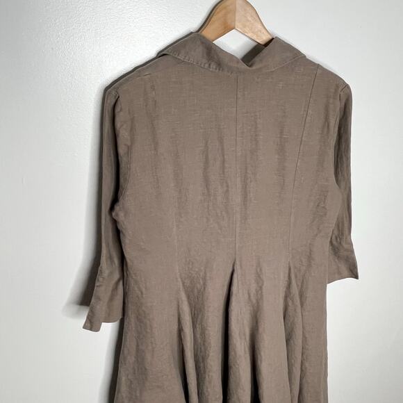 Comfy USA Linen Shirt Dress Womens Small Brown Minimalist Neutral Lagenlook - Picture 6 of 9
